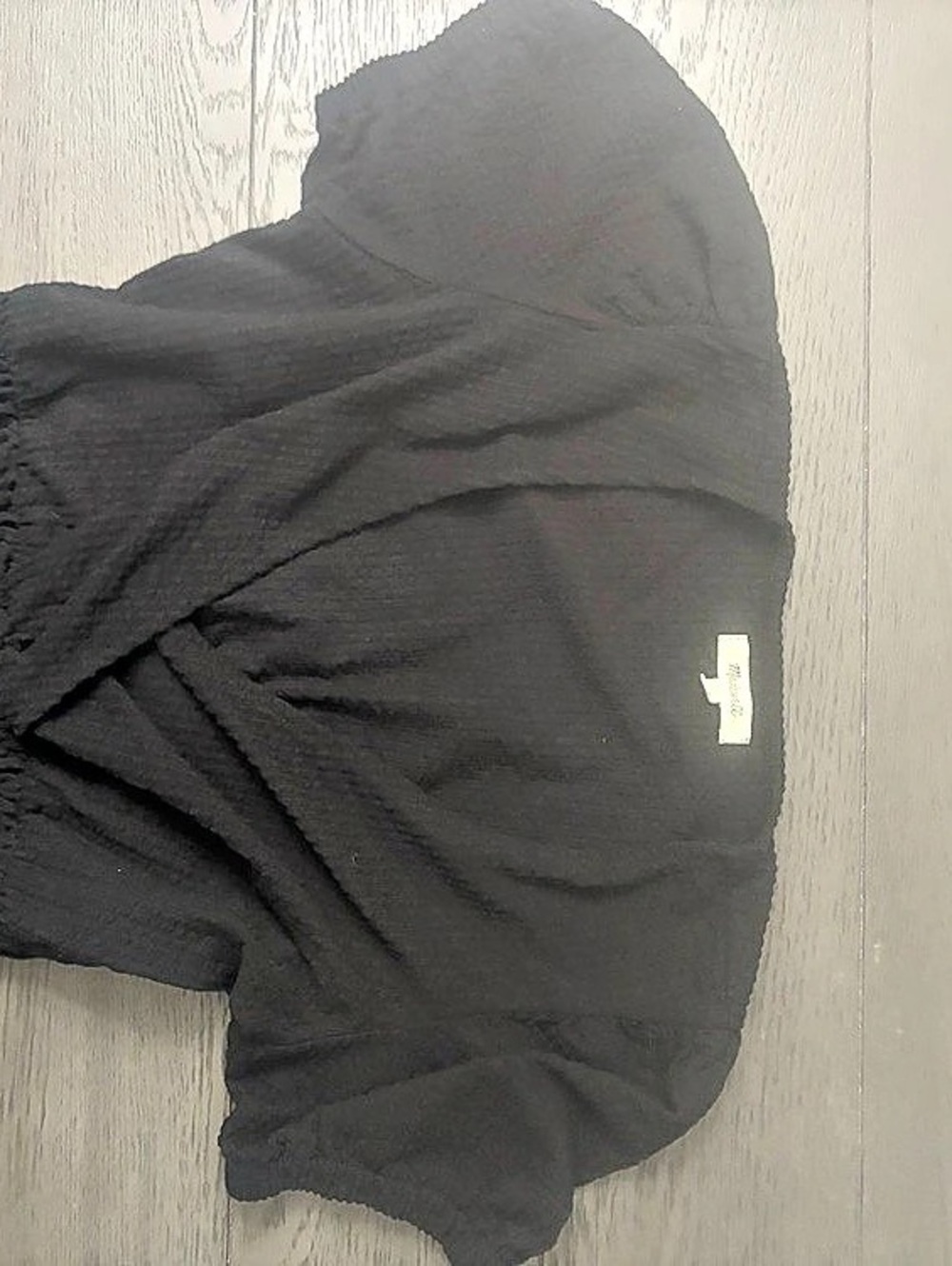 Madewell Women's Small Knit Seersucker Smock Waist Crop Top Black